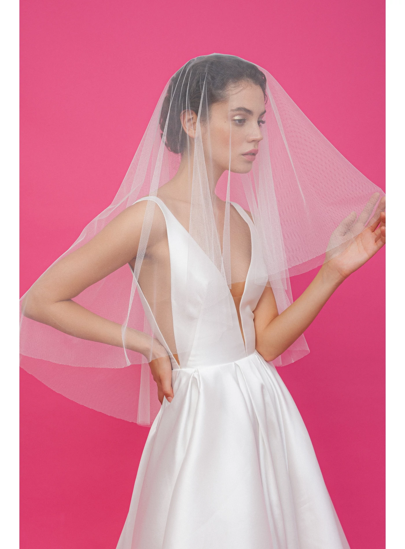 Rövid puhatüll fátyol