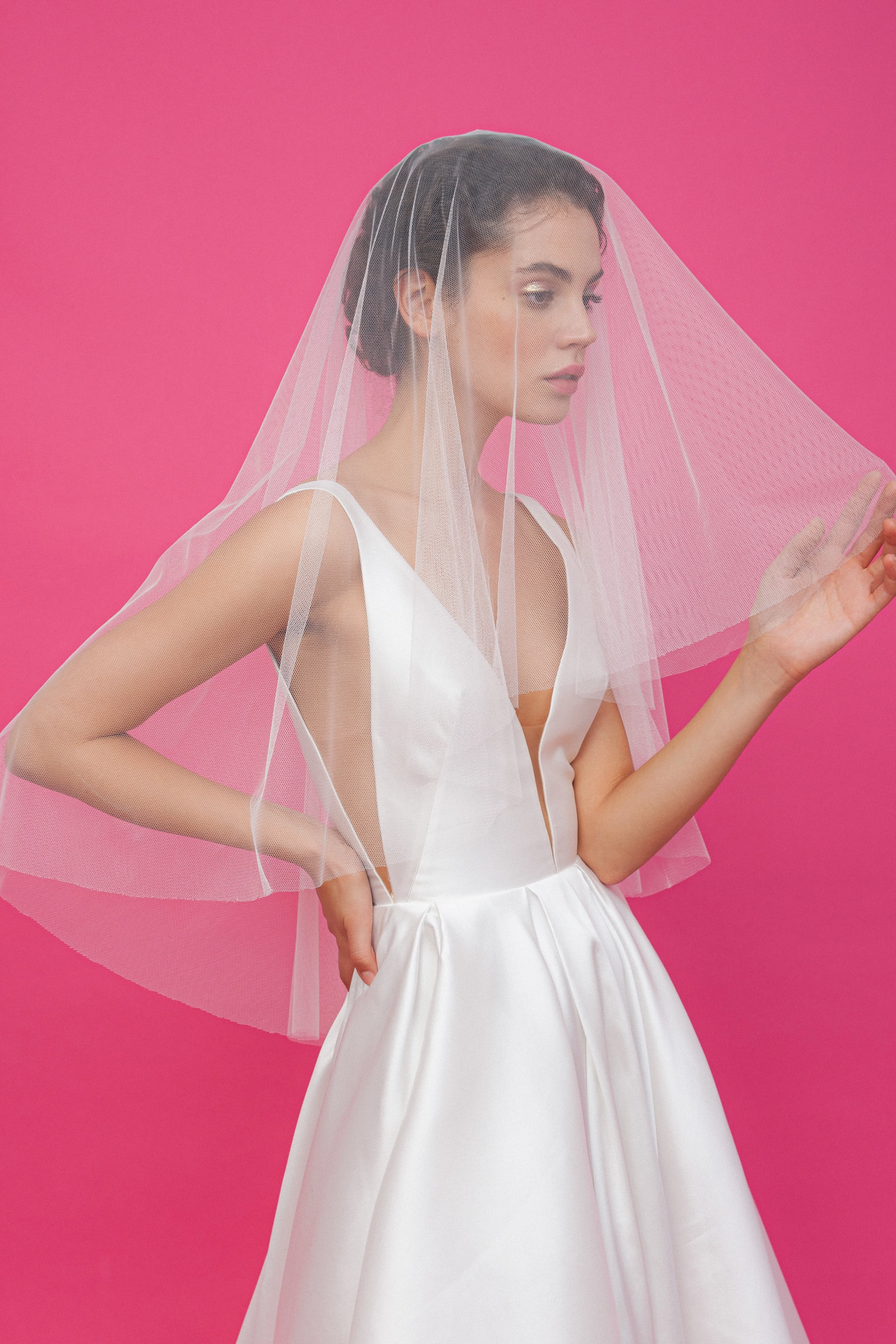 Rövid puhatüll fátyol